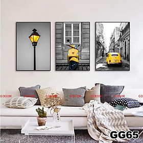 Hình ảnh Tranh treo tường canvas 3 bức phong cách hiện đại Bắc Âu 98, tranh phong cảnh trang trí phòng khách, phòng ngủ, phòng ăn