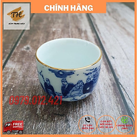Mua Chén  đĩa lẻ men lam Bát Tràng kẻ vàng kim