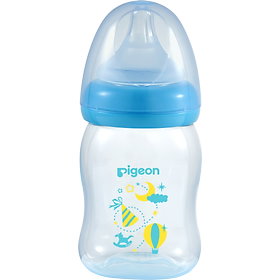 Bình sữa cổ rộng PP Plus họa tiết xanh/hồng Pigeon 160ml (SS)