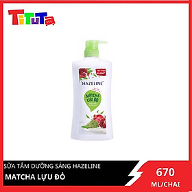 Sữa Tắm Hazeline Matcha & Lựu Đỏ - Sáng Mịn Đều Màu (Chai 670g)