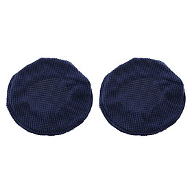 2pcs Stretchy Round Bar Stool Cover Chair Seat Slipcover Fits 30-38cm Dark Blue