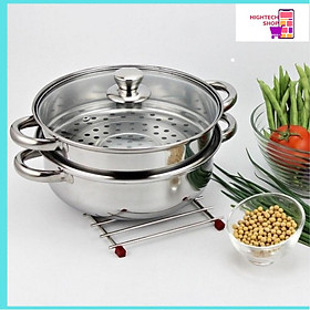 Mua NỒI HẤP XỬNG 2 TẦNG INOX MẶT KÍNH NỒI HẤP BÁNH BAO MẶT KÍNH 28CM