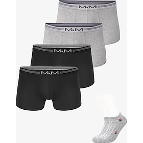 Combo 4 Quần Lót Nam Quần Sịp Đùi Sợi Cotton Cao Cấp MRM FASHION Mix 2 Màu TẶNG Đôi Tất Nam Cao Cấp