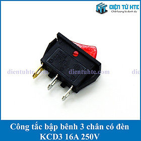 Bộ 2 Công tắc bập bênh KCD3 KCD3-101N 3 chân 250V 16A có đèn