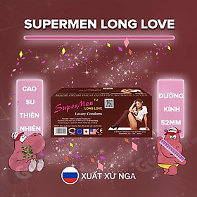 Hình ảnh hộp 10 chiếc Bao cao su SuperMen có gai và ngăn ngừa xuất tinh sớm , nhập khẩu , chất bôi trơn tốt 