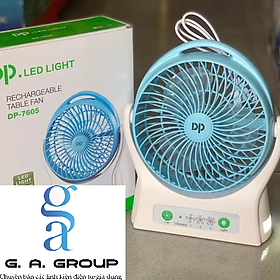 Quạt Sạc DP-7605 Tích Hợp Đèn Led (Giao Màu Ngẫu Nhiên) - GA