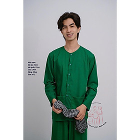 Bộ áo bà ba nam kate xanh lá cây truyền thống - Có bộ bà ba Bigsize- may sỉ bà ba toàn quốc - May bộ bà ba theo yêu cầu - bộ xanh lá cây