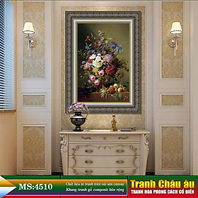 Tranh hoa treo tường phong cách cổ điển Châu âu. Tranh in trên chất liệu vải canvas cao cấp, khung gỗ composit. MS 4510