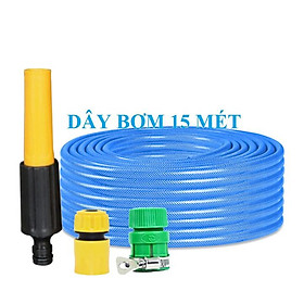 Vòi Xịt Rửa Xe️ Bộ dây vòi xịt nước rửa xe, tưới cây , tăng áp 3 lần, loại 15m 206701 đầu đồng,cút+ đai