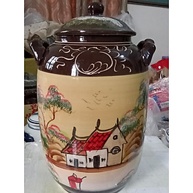 Mua Hũ đựng rượu gạo gốm sứ Bát Tràng vẽ phong cảnh loại 20L