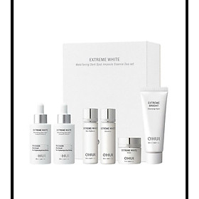 Bộ Tinh chất dưỡng sáng chuyên sâu OHUI Extreme White Mela Toning Ampoule Essence Duo Set