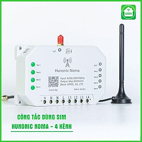 Mua Công tắc Noma Hunonic 4 kênh | Điều Khiển Mọi Thiết Bị Từ Xa Qua Điện Thoại Dùng Sim | Công Tắc Không Xài Wifi Vô Cùng Tiện Lợi  Hàng Chính Hãng