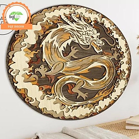 Mua Tranh gỗ Rồng châu á hình tròn nhiều lớp trang trí