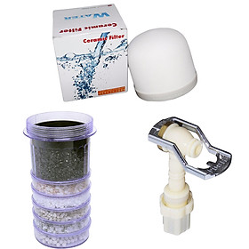 Mua Combo bộ 3 thiết bị lọc nước LOẠI TỐT ( lõi lọc 6 tầng  nấm sứ và vòi bình lọc)