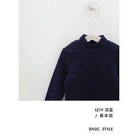 Áo thun bé trai dài tay 2-7 tuổi cao cổ trơn nhiều màu vải cotton len dày dặn, Áo giữ nhiệt cho bé hàng Quảng Châu