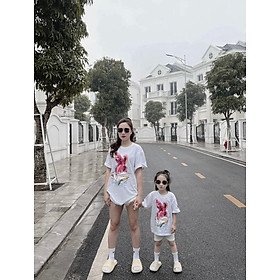 ÁO THUN COTTON NỮ MÀU TRẮNG IN THỎ HỒNG KIỂU DÁNG THOẢI MÁI DỄ MIX ĐỒ SIZE TỪ 40KG-62KG