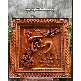 Mua Tranh chữ tâm phong thủy bằng gỗ hương đá  kt 81x81x5cm