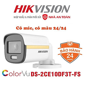 Camera HDTVI Thân ColorVu có mic 2MP HIKVISION DS-2CE12DF3T-FS chính hãng Nhà An Toàn