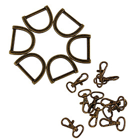 30Pcs Metal D-Ring Buckle Loop Ring &amp; Lobster Swivel Snap Hooks For KeyChain