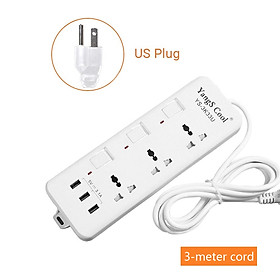 Electrical Sockets Charging Station Hub Versatile Power Strip with USB Ports Individually Switched 250V, 10A, 3-meter