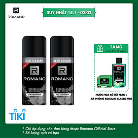 Combo 2 Xịt toàn thân Romano ngăn mồ hôi và mùi cơ thể 150ml x 2 Gentleman