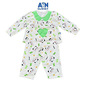 Bộ quần áo Dài bé gái họa tiết Gấu Trúc Xanh Thun cotton - AICDBGITJQM1 - AIN Closet