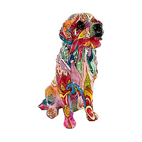 Colorful Dog Statues Animal Figure Dining Room Graffiti Figurines Sculptures
