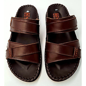 Dép nam 2 quai da bò 100%, hàng cao cấp, may handmade full quai và đế chắc chắn, đi rất êm chân