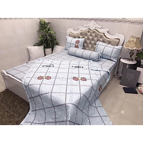 Combo ga giường cotton Hàn Quốc 5 món 1m6x2m