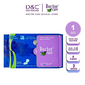 Băng vệ sinh thảo dược Doctor Care ban đêm 33.8cm chiết suất thảo dược the mát sảng khoái - Gói 3 miếng