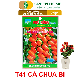 Hạt Giống Cà Chua Bi Lùn Lai F1 GreenHome, Gói 0,1gr, Dễ Trồng Quanh Năm, Trồng Chậu T41