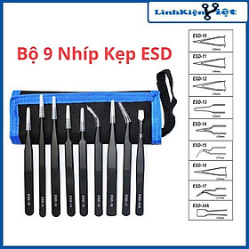 Mua Bộ 9 nhíp kẹp ESD đủ đầu gắp linh kiện điện tử inox chống tĩnh điện cao cấp