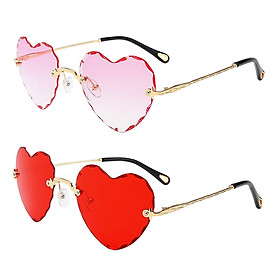 2 Colors Rimless Heart-shaped Sunglasses UV Protection Rimless Sun Glasses