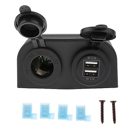 4.2A Dual USB 12V Plug Power Outlet Dual USB Charger Socket Mount + Wires
