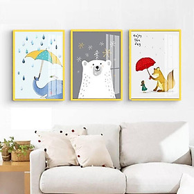 Mua 40*60*3 Tranh tráng gương theo yêu cầu voi cáo gấu cực đẹp đúng trend không thua kém tranh treo tường canvas phòng ngủ