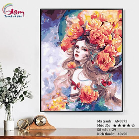 Mua Tranh sơn dầu số hóa tô màu theo số Cô gái thiên thần Nữ thần tóc hoa AN0873
