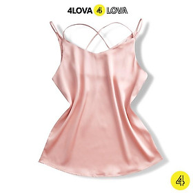 Áo 2 dây trơn vải lụa satin 4LOVA thiết kế đan lưng sexy, sang chảnh