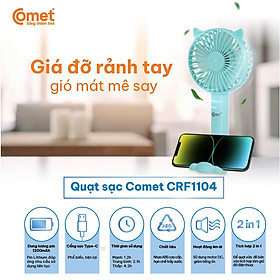 Mua Quạt Sạc Cầm Tay COMET CRF1104 Công Suất 3W  Pin 1200mAh  Có Đế Rời  Kích Thước Nhỏ Gọn hàng chính hãng