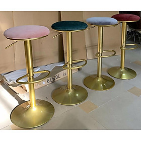Mua Ghế quầy bar không tựa CB2263 B-F Nội thất Capta Ghế bar không tựa nệm vải nhung chân thép sơn vàng gold