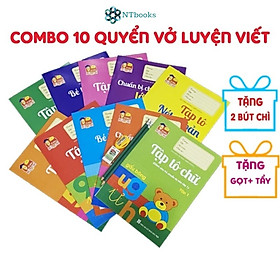 Bộ 10 quyển luyện viết tập tô chữ cho bé mẫu giáo mầm non Tặng 2 bút chì+ gọt+ Tẩy - Việt Hà