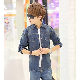 Áo sơ mi jeans nam 2 túi Mã: NK0640 - XANH ĐẬM