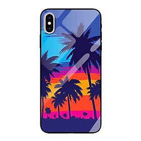 Ốp lưng kính cường lực cho iPhone X /Xs Nền Hoàng Hôn Hawaii - Hàng Chính Hãng
