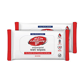 Bộ 2 Khăn giấy ướt kháng khuẩn Lifebuoy size lớn (48 tờ x2)