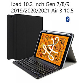 Bao Da Kèm Bàn Phím Dành Cho Ipad 10.2 Inch Gen 7 / 8 / 9 2019/2020/2021 Air 3 10.5 Có Khe cho Pencil Bluetooth