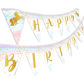 Dây cờ tam giác kỳ lân trang trí sinh nhật birthday Unicorn banner upkp47