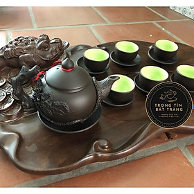 Mua Bộ Ấm Chén Trà Đạo Gốm Tử Sa Bát Tràng Đắp Nổi Hoa Tùng Dáng Thủy Bình Dung Tích 400ml (Bộ Ấm Chén) ATSML 04.2