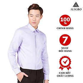 Áo sơ mi nam dài tay ALIGRO 100% chất cotton màu tím nhạt cổ bẻ dáng ôm body, thanh lịch ALGS036