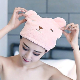 Mua Mũ trùm đầu hình mặt gấu siêu thấm hút làm khô tóc sau khi tắm