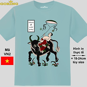 Mục đồng thả diều, mã VN2. Áo thun tranh Đông Hồ Việt Nam siêu đẹp cho cả gia đình. Form unisex cho nam nữ, trẻ em, bé trai gái