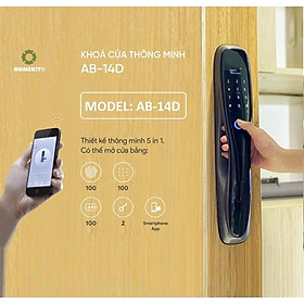 Khoá cửa vân tay điện tử thông minh Pull Push HOMEKIT AB-14D 5 tính năng kết nối app điện thoại Tuya Smart